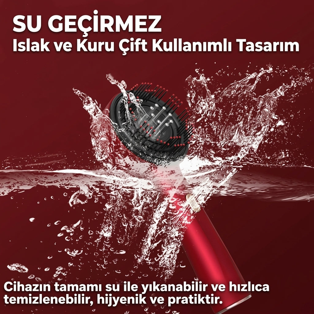 Redlly® Saç Derisi Masajlı Bakım Tarağı —Lazer Işığı + Serum Yağı Uyumlu